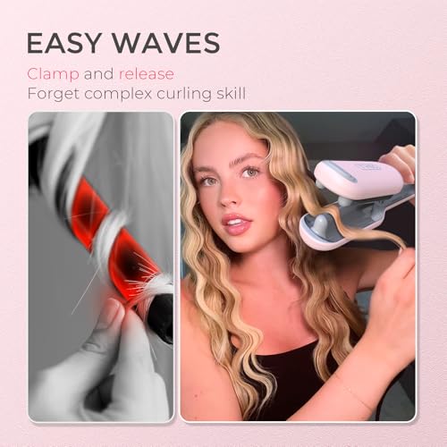 Waver Curling Iron Hair Crimper - TYMO ROVY Beach Waves Curling Wand, Ionic Deep Waver Hair Curler Tool with Ceramic 3 Barrel for Women, Dual Voltage, Anti-Scald, Easy to Use, 1 Inch, Pink