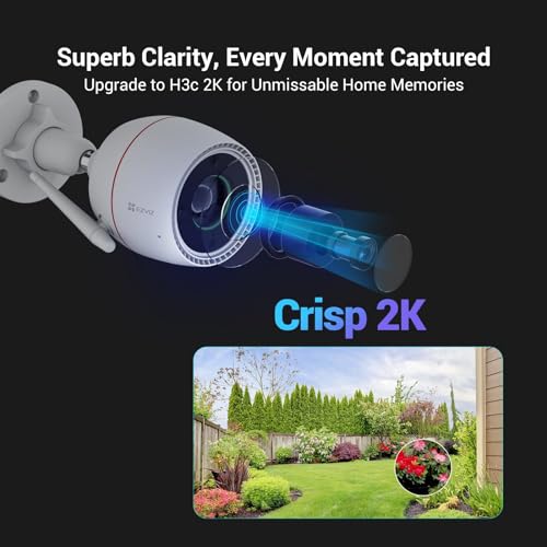 EZVIZ Custom Voice Alerts, 2K Outdoor Cameras for Home Security Outside, WiFi Surveillance Camera, No Subscription with Color Night Vision, IP67 Waterproof, Motion Detection, Two-Way Talk, Alexa