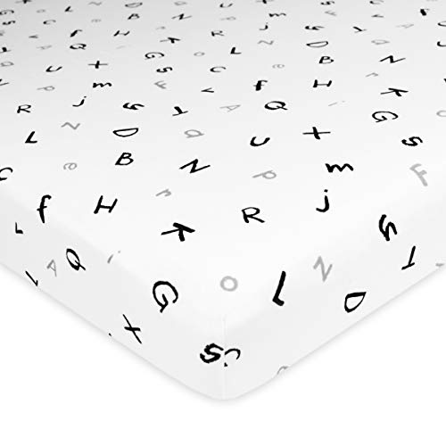 American Baby Company Fitted Pack N Play Playard Sheet 27" x 39", Soft Breathable Neutral 100% Cotton Jersey Pack and Play Sheet, Grey Zigzag, for Boys and Girls, Fits Most Mini Crib Mattresses