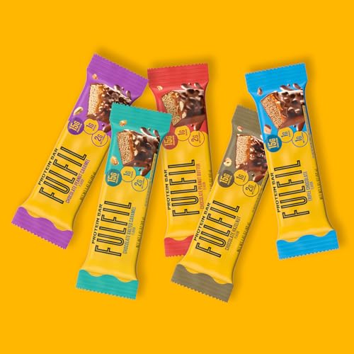 FULFIL Protein Snack Bars, NEW Recipe Chocolate Peanut Caramel, 15g Protein, Pantry Staples, 12 Count, Packaging May Vary