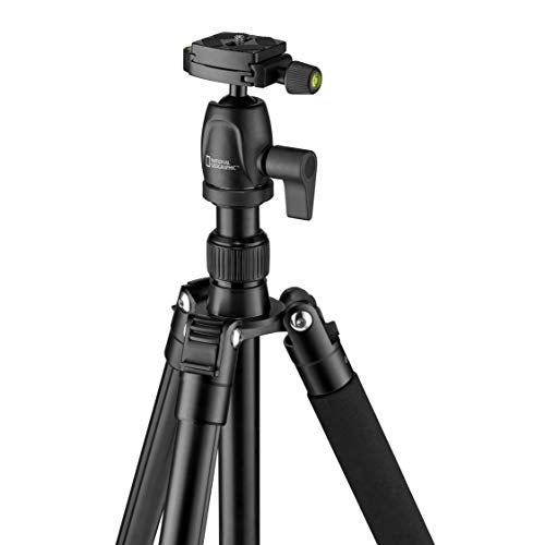 NATIONAL GEOGRAPHIC Phototripod Kit Small, with Carrying Bag, 3-Way Head, Quick Release, 4-Section Legs Lever Locks, Mid-Level Spreader, Load up 1kg, Aluminium, for Canon, Nikon, Sony, NGHPMIDI