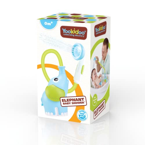 Yookidoo Baby Bath Shower Head - Elephant Water Pump and Trunk Spout Rinser - for Newborn Babies in Tub Or Sink