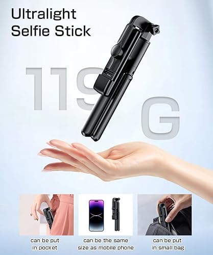 Selfie Stick, Extendable Selfie Stick Tripod,Phone Tripod, Tripod Stand 360°Rotation for iPhone 15/14/13/12/11 and Smartphone, Compatible with Gopro, Group Selfies/Live Streaming/Video Recording