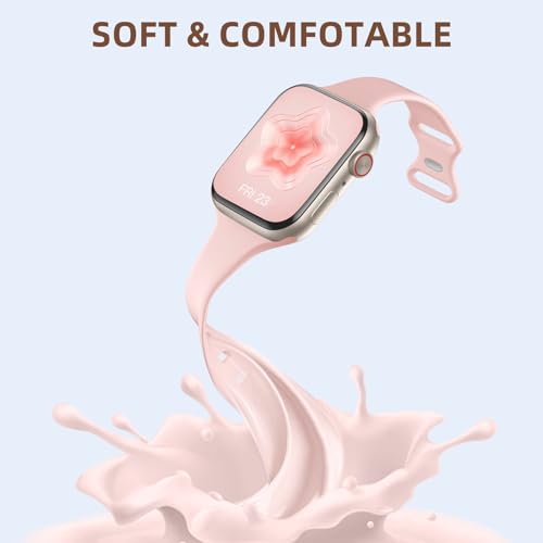 WJK Slim Bands Compatible with Apple Watch Bands 40mm 38mm 41mm, Women Men Silicone Straps Pomegranate for IWatch Series 9/8/7/6/5/4/3/2/1 Ultra