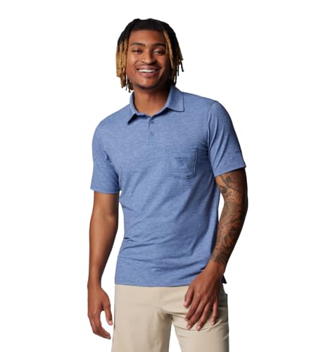 Columbia Men's PFG Uncharted Polo, Bluebell Heather, X-Small