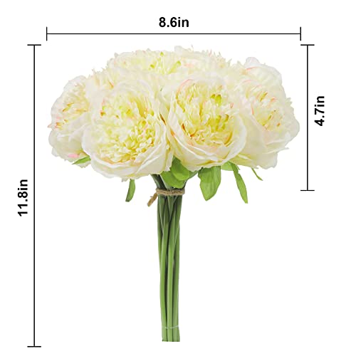 U'Artlines 10 Heads Artificial Peony Silk Flower Leaf Home Office Wedding Party Festival Bar Decor (Black)