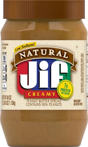 Jif Natural Creamy Peanut Butter Spread – Contains 90% Peanuts, 40 Ounces