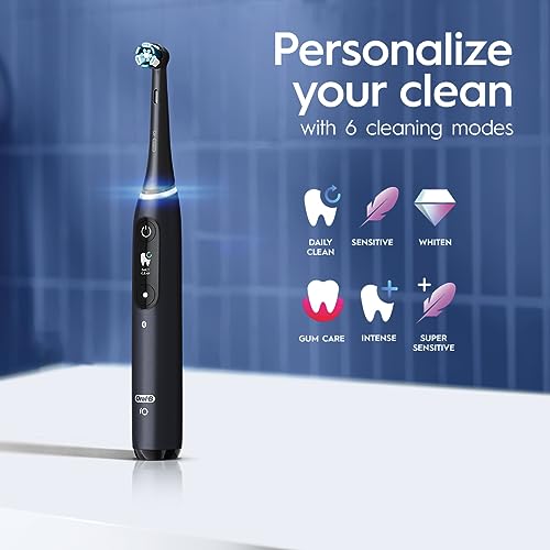 Oral-B iO Series 8 Electric Toothbrush with 2 Replacement Brush Heads and Travel Case, Rechargeable Toothbrush, Black Onyx