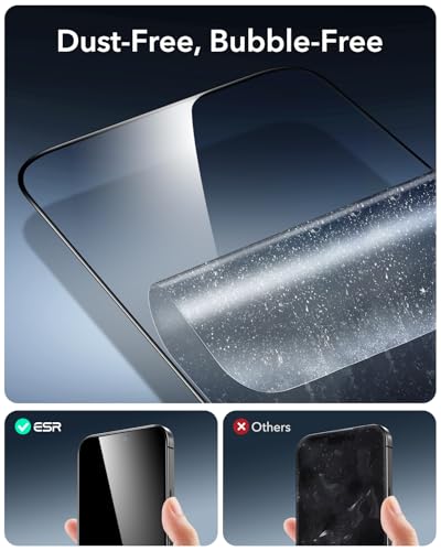 ESR 3 Pack 9H+ Glass for iPhone 15 Pro Screen Protector, [Military Grade Shatterproof & Longest Durable] Full Coverage Tempered Glass with Updated Easy Installation Tool