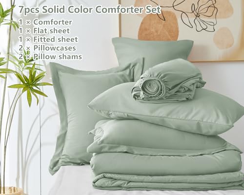 CozyLux Full Comforter Set Beige, 7 Pieces Bed in a Bag Soft Bedding Comforter Set with Sheets, All Season Boho 7PC Bed Sets with Comforter, Fitted Sheets, Flat Sheets, Pillow Shams and Pillowcases