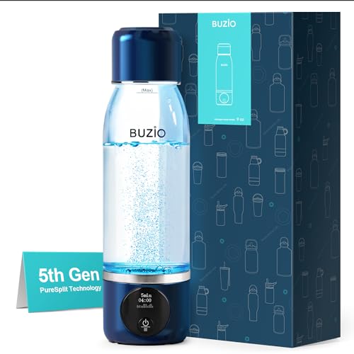 Hydrogen Water Bottle, BUZIO 3000ppb Hydrogen Water Bottle Generator Machine with Gen5 Technology Real Pure Hydrogen Concentration Alkaline Water bottle for Fitness, with Dupont Membrane, OLED Display