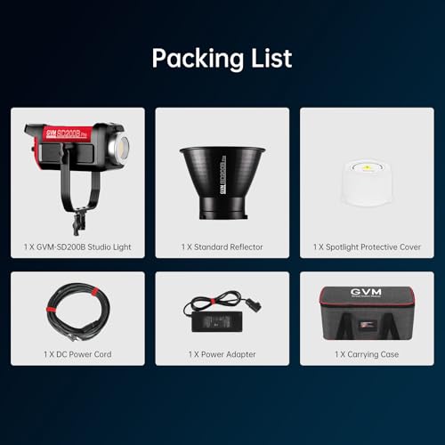 GVM LED Video Light Studio, 200W Studio Light Continuous Lighting Kit for Bluetooth Mesh Network/DMX Control, 45400lux/1m Photography Lighting Kit with Video Recording,12 Lighting Effects