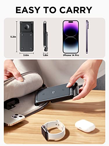 3 in 1 Wireless Charging Station, Fast Wireless Charger Stand for iPhone 16/15/14/13/12 X Pro Max & Apple Watch,[Foldable & Double Coil] Compatible with Apple Watch Ultra 8/7/6/5 Airpods 2/3/Pro