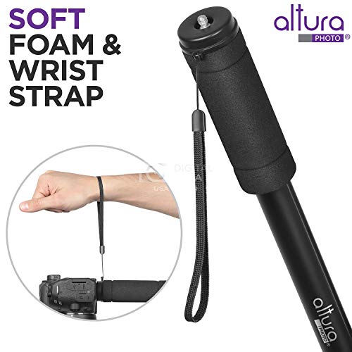 Altura Photo 62-Inch Camera Monopod - Heavy Duty Monopod for Canon, Nikon, & Sony Mirrorless & DSLR Cameras - Steady Photography Monopod - Lightweight & Portable - Easy to Carry with Pouch