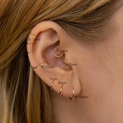 1 Pair Black Earrings for Men Women, 316L Surgical Stainless Steel Small Hoop Earrings Hypoallergenic Non Tarnish Cartilage Hoop Earrings for Multiple Piercing Huggie Hoop Earrings (6mm Black)