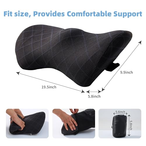 Lumbar Support Pillow for Office Chair and Car Seat, Lumbar Pillow with Adjustable Strap, Memory Foam Back Pillow for Lower Back Pain Relief, Back Support for Sitting, Resting, Driving, Traveling