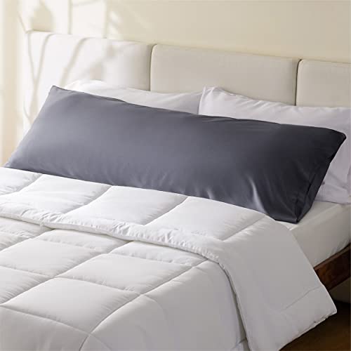 Bedsure Body Pillow Cover - Rayon Derived from Bamboo, Long Cooling Pillow Cases for Hot Sleepers, Soft & Breathable Body Pillow Pillowcase with Envelope Closure, 1 Pack, Dark Grey, 20x54 Inches