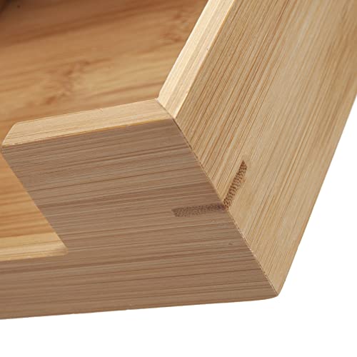 Bamboo Napkin Holder Square, 7.5" x 7.5" x 2.5", Wood Napkin Tray, Wooden Luncheon Napkin Holder for Kitchen Table Countertop