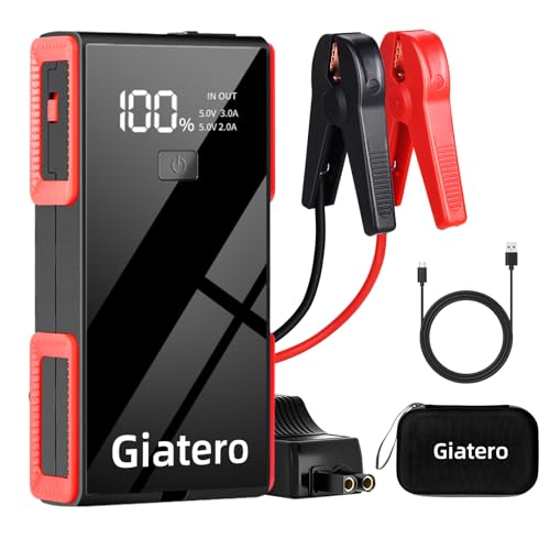 Giatero 006B 4000A Car Jump Starter, Portable Jump Start Battery Pack(10.0L Gas/8.0L Diesel), 12V Battery booster Jump Box with 3 Modes Flashlight, Jumper Ca