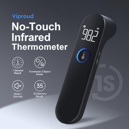 No-Touch Forehead Thermometer for Adults and Kids, Fast Accurate Baby Thermometer with Fever Alarm & Mute Mode-Take Quick Temperature Easily (Black)