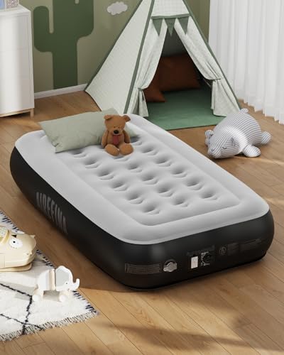 Airefina Twin Air Mattress with Built-in Pump Raised, 13" Blow up Mattress in 2 Mins Quick Inflation/Deflation, Twin Inflatable Mattress Bed with Flocked Top for Camping, Home, Portable 75x39x13in