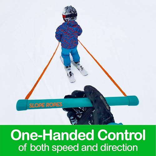 Slope Ropes Kids Ski Trainer to Teach Kids to Downhill Ski Safely with Proper Posture, Simple Harness Free Design, Fun for Parents and Kids (Blue/Green)