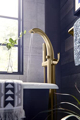Moen 695BG Voss One-Handle Freestanding Floor Mount Tub Filler with Handshower, Brushed Gold