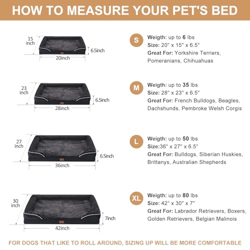 WNPETHOME Waterproof Dog Beds for Large Dogs, Orthopedic XL Dog Bed with Sides, Big Dog Couch Bed with Washable Removable Cover, Pet Bed Sofa with Non-Slip Bottom for Sleeping