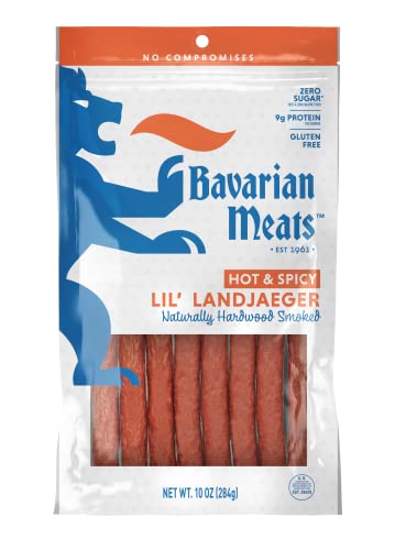 Bavarian Meats Hot & Spicy Lil' Landjaeger German Style Smoked Sausage Snack Sticks, 10 Ounce