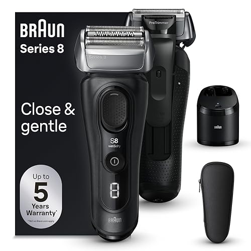 Braun Series 8 8560cc Electric Razor for Men, 4+1 Shaving Elements & Precision Long Hair Trimmer, 5in1 SmartCare Center, Close & Gentle Even on Dense Beards, Wet & Dry Electric Razor, 60min Runtime