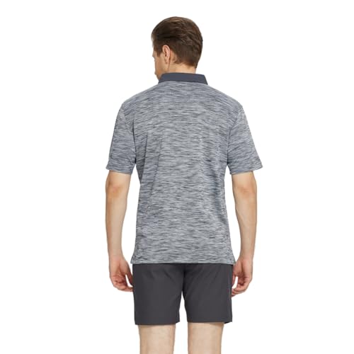 M MAELREG Mens Golf Shirt Short Sleeve Dry Fit Moisture Wicking Heather Pique Casual Collared Polo Shirts for Men