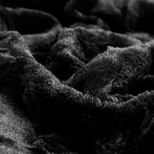 TOONOW Faux Fur Luxury Throw Blanket,Double Side Soft Fluffy Shaggy Fuzzy Blanket for Couch Sofa Bed (Black, X-Large Twin Size)