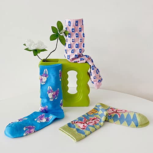 6Pairs Novelty Crew Socks Fun Dress Colorful Cute Funny Novelty Casual Cotton Crew Socks Cute Thin Dress Socks Pop Culture, Fit women Shoe Size: 6-10