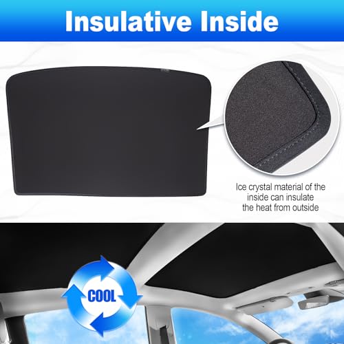 Spurtar 2PCS for Tesla Model 3 Sunshade Roof Upgraded Block 99% UV Heat Protect Front & Rear Sunroof for Tesla Model 3 Accessories 2023 2022 2021 Model 3 Roof Sunshade with Storage Bag Ice Black