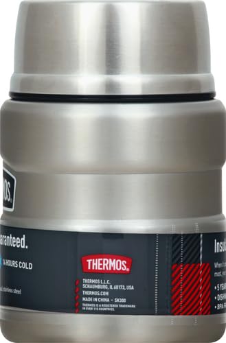 THERMOS Stainless King Vacuum-Insulated Food Jar with Spoon, 16 Ounce, Matte Stainless Steel