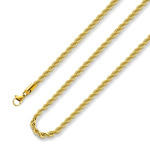 Chains for Men Stainless Steel Chain Necklace Twist Chain Necklace 5mm Rope Jewelry for Men Women 32 Inches