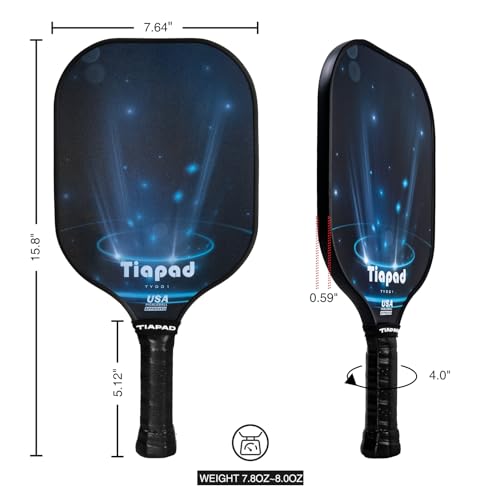 Tiapad Pickleball Paddles Set of 4/2, USAPA Approved Pickle Ball Paddle Set of 4, Fiberglass Pickle Ball Rackets 4 Pack, PP Honeycomb Core, Lightweight for Beginner (2Black2White)