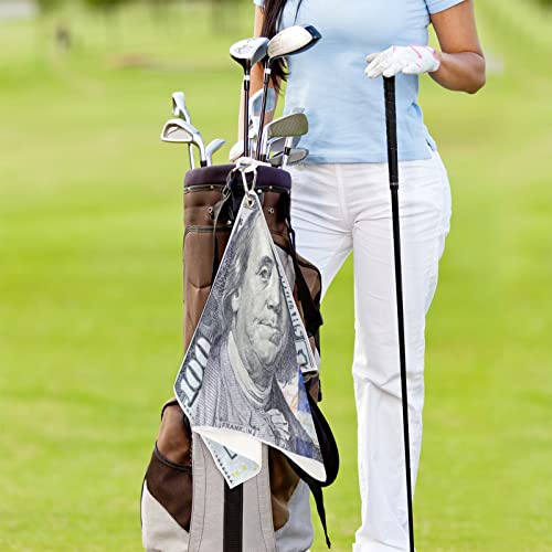 Pardick Golf Towel for Men Women Money 100 Dollar Bill, Golf Towels for Golf Bags with Clip Accessories, Microfiber Fabric Clean Golf Balls, Great Funny Gifts for Golf Club Fan 24 x 15in