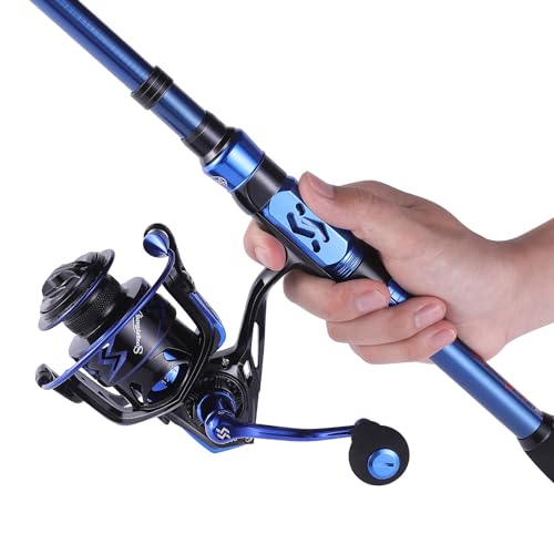 Sougayilang Spinning Fishing Rod Reel Combos,Portable Telescopic Fishing Pole,12+1 Ultra Smooth Spinning reels for Travel Saltwater Freshwater Fishing