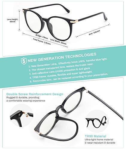 Gaoye 2 Pack Blue Light Blocking Glasses, Retro Round Eyewear Frame Anti Eyestrain Computer Glasses for Women Men - GY1688 (Pink+Transparent)