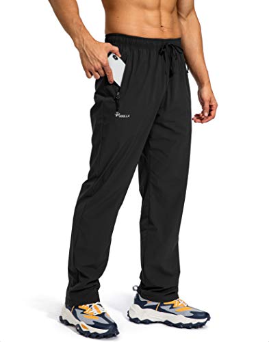 Pudolla Men's Workout Athletic Pants Elastic Waist Jogging Running Pants for Men with Zipper Pockets (Deep Khaki 3X-Large)