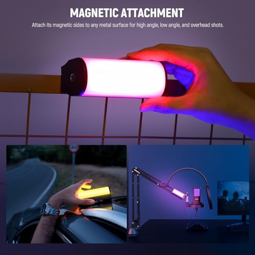 NEEWER Magnetic Handheld Light Wand, 360° Full RGB Mini LED Video Light Stick, 2500mAh Rechargeable Battery, 2500-8500K Dimmable Camera Tube Light for Studio Photography TikTok YouTube Vlog, TL96RGB