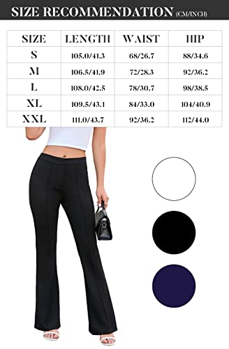 Famulily Bootcut Dress Pants for Women Slim Fit Flared Slack Stretch Pants with Seamed Detail Navy S