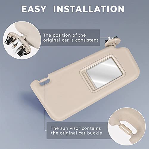 SCITOO Left & Right sides Sun Visor fit for 2006-2013 for TOYOTA for RAV4 Beige Sun Visor Assembly Windshield Sun Visor Mirror with Sunroof