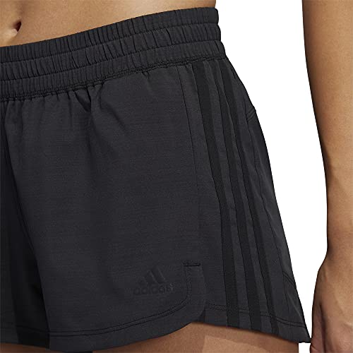 adidas Women's Pacer 3-Stripes Woven Heather Shorts, Black/Black, XX-Small