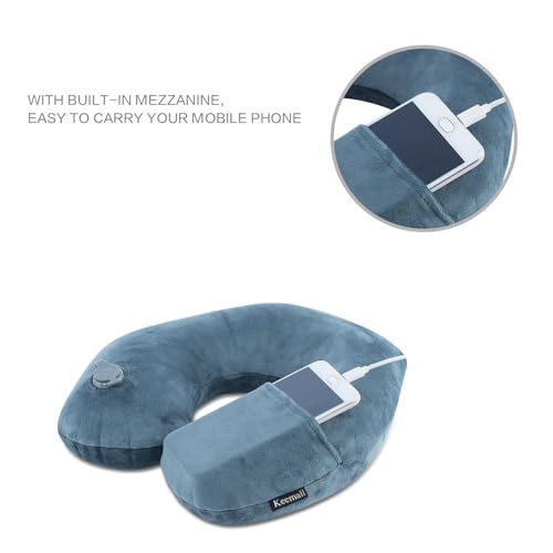 Keemall Car Neck Pillow, Soft Headrest Inflatable Car Pillow for Driving Seat with Adjustable Strap, Comfortable Ergonomic Design Neck Support and Breathable Washable Cover (Black 1 Pack)