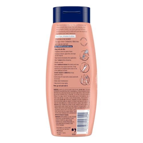 NAIR Shower Cream Hair Remover with Moroccan Argan Oil and Orange Blossom, Body Hair Removal Cream for Women, 12 oz
