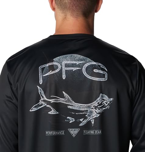 Columbia Men's Terminal Tackle PFG Tarpon Rise Long Sleeve, Black/Tarpon Rise, X-Small