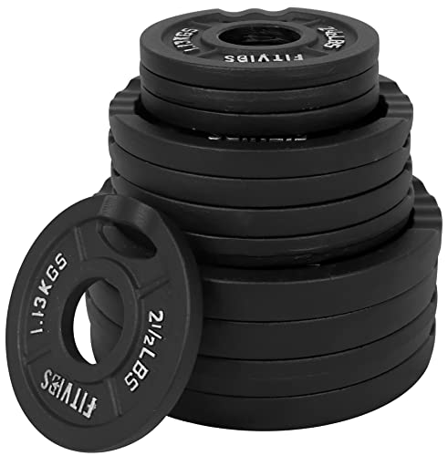 BalanceFrom Cast Iron Olympic 2-Inch Plate Weight Plate for Strength Training and Weightlifting, 70 LB Set (4x 2.5/5/10LB), Color #1, Multiple Packages