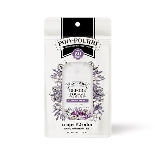 Poo-Pourri Before-You-Go Toilet Spray, Lavender Vanilla, 1 Fl Oz Pocket Travel Size - Lavender, Vanilla and Citrus